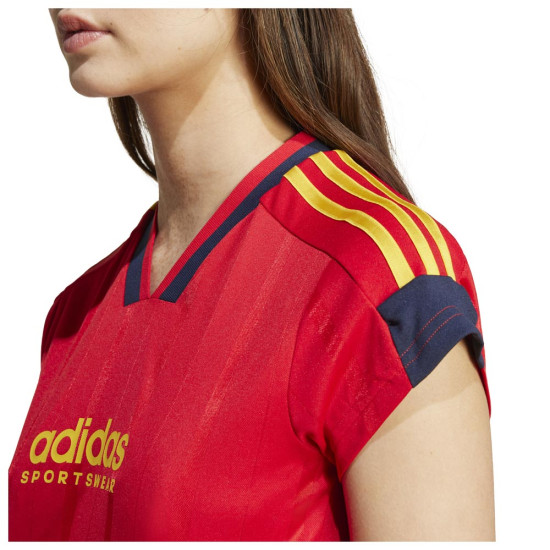 Adidas Γυναικεία κοντομάνικη μπλούζα Tiro Cut 3-Stripes Cropped Tee